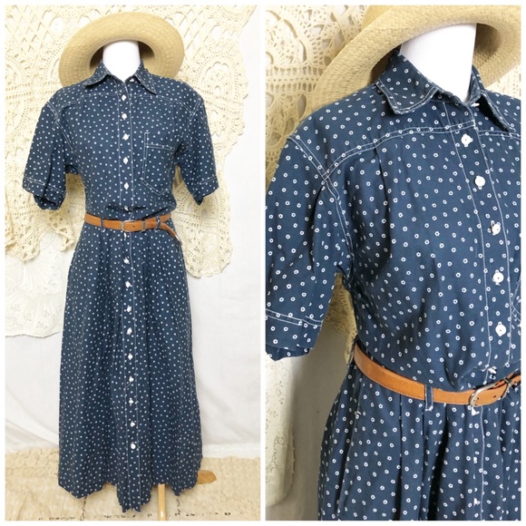 VNTG | navy button down collar dress - Picture 5 of 11